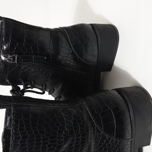 Dolce Vita Croc Lace Up Combat Boots - Picture 3 of 9